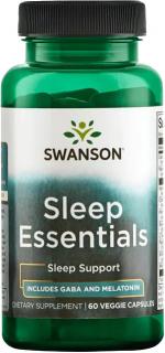 Swanson Sleep Essentials, obsahuje Melatonín a GABA, 60 rastlinných kapsúl