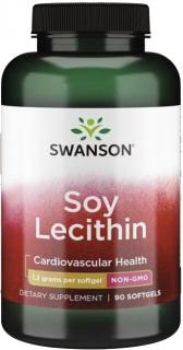 Swanson Soy Lecithin Non-GMO, Sójový lecitín, 1200 mg, 90 softgel kapsúl
