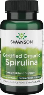 Swanson Spirulina Certified Organic, 500 mg, 180 tabliet