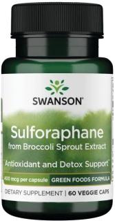 Swanson Sulforaphane Broccoli extract (Sulforafán z brokolicového extraktu), 400 mcg, 60 rastlinných kapsúl