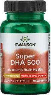 Swanson Super DHA 500 z kalamárov, 500 mg, 30 softgel kapsúl