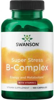 Swanson Super Stress B-Complex s Vitamínom C, 100 kapsúl