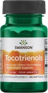 Swanson Tocotrienols, Tokotrienoly, 50 mg, 60 softgel kapsúl