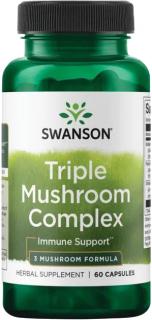 Swanson Triple Mushroom Complex, Komplex troch extraktov z húb, 60 kapsúl