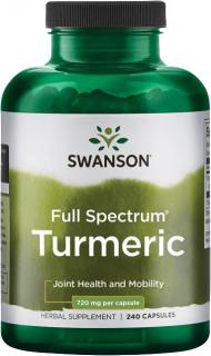 Swanson Turmeric, Kurkuma, 720 mg, 240 kapsúl