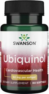 Swanson Ubiquinol (Ubichinol), Aktívna forma CoQ10, 50 mg, 60 softgel kapsúl