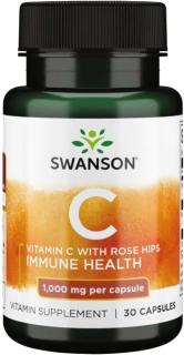 Swanson Vitamín C s extraktom z ruže šípovej, 1000 mg, 30 kapsúl