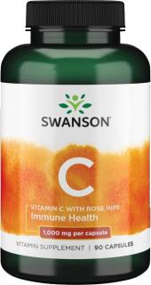 Swanson Vitamín C s extraktom z ruže šípovej, 1000 mg, 90 kapsúl