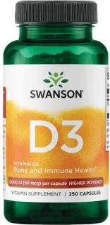 Swanson Vitamín D3 2000 IU, 250 kapsúl