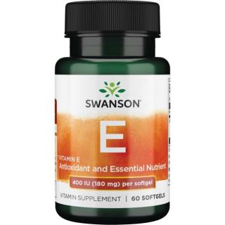 Swanson Vitamin E, 400 IU, 60 softgel kapsúl
