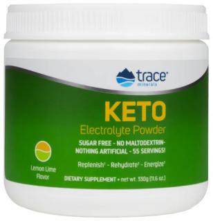 Trace Minerals Keto Electrolyte Powder, Keto elektrolyty - citrón a limetka, 330 g