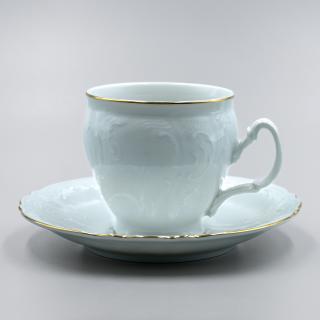 BERNADOTTE zlatá linka, Šálka s tanierikom čajový vysoký 240 ml, Thun