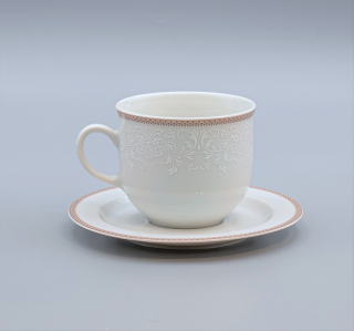 OPAL svadobná hnedá, Šálok s tanierikom čajový VYSOKÝ 270 ml, čipka, Thun