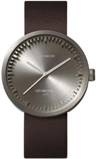 LEFF TUBE WATCH D38 / STEEL WITH BROWN LEATHER STRAP + dárek zdarma