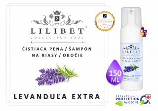 Čistiaci šampón / pena LEVANDUĽA EXTRA - Lilibet Collection 2022 (Na predĺžené riasy a obočie, veľká fľaštička so speňovačom, 150ml)