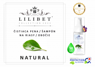 Čistiaci šampón / pena NATURAL - Lilibet Collection 2022 (Na predĺžené riasy a obočie, fľaštička so speňovačom, 50ml)