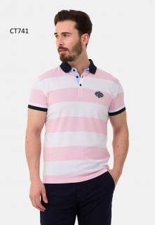 Cipo & Baxx Polokošeľa Cipo & Baxx CT741 white-pink, Veľkosť XL, Farba ružová