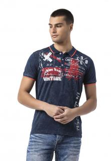 Cipo & Baxx Polokošeľa Cipo & Baxx, Veľkosť XXL, Farba modrá