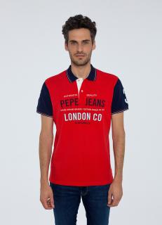 Pepe Jeans London Polokošeľa Pepe Jeans BYRON red, Veľkosť L, Farba červená