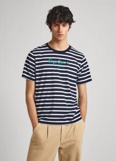 Pepe Jeans London Tričko Pepe Jeans Striped Eggo Dulwich Blue, Veľkosť L, Farba modrá