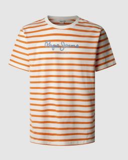 Pepe Jeans London Tričko Pepe Jeans STRIPED EGGO, Veľkosť XL, Farba oranžová