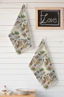 2-set utierok PANAMA KITCHEN TOWEL - Vianočná dedina