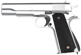 Colt M1911A1, kov, Silver, Galaxy, A&K, G.13S + doprava zdarma