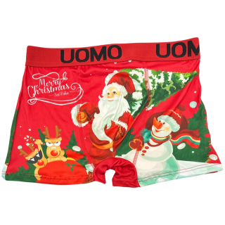 Pánske bavlnené vianočné boxerky Santa a snehuliak - D3187 Veľkosť: M/L