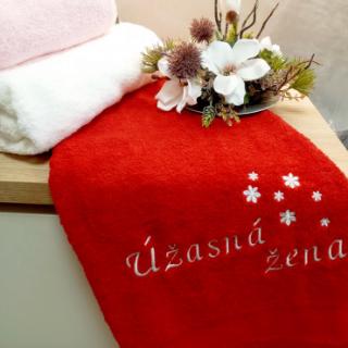 Ajoss osuška s výšivkou Úžasná žena+kvietky