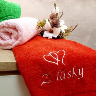 Ajoss osuška s výšivkou Z lásky + dve srdcia