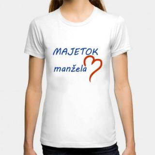 Dámske humorné tričko s výšivkou: MAJETOK manžela + polsrdce