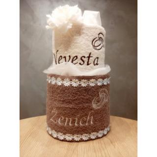 Darček z osušiek: Ženích/Nevesta + obrúčky, 016/092