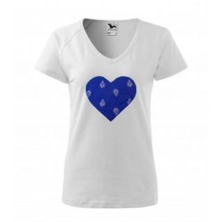 Folklórne tričko krátky rukáv s nášivkou modré srdce