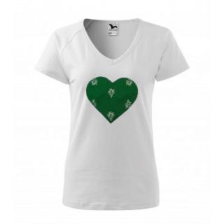 Folklórne tričko krátky rukáv s nášivkou zelené srdce