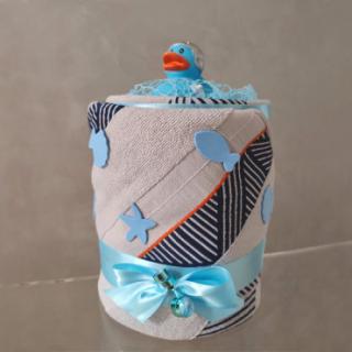 Plienková torta s detskou osuškou modrá