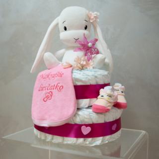 Plienková torta s plyšovou hračkou ružová