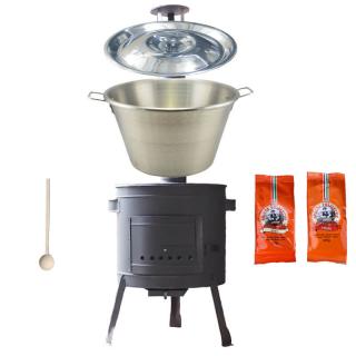 Green Home Green Home kotlík na guláš nerez 1,2 mm 40 l INOX, Green Home pokrievka nerez INOX, Green Home žiaruvzdorná kotlina 45 cm PLUS 600, vareška 80 cm SMREK, paprikové korenie na guláš 2 x 100 g,