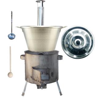 Green Home kotlík na guláš nerez 1,2 mm 40 l INOX, Green Home pokrievka nerez INOX, STRONG CLASSIC nerezová hrubostenná kotlina 1,5 mm 45 cm, naberačka nerez INOX, vareška 50 cm SMREK