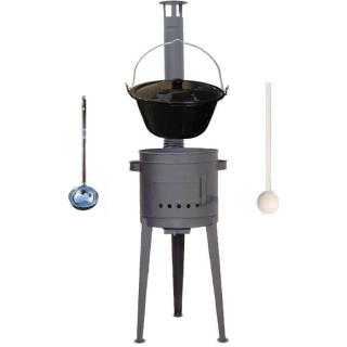Green home kotlík na guláš smalt 1,2 mm 20 l, Green home pokrievka smalt, Green home vysoká HODO žiaruvzdorná kotlina (2,0 mm) 42 cm PLUS 600, naberačka antikor INOX, vareška 50 cm SMREK