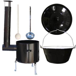 Green home kotlík na guláš smalt 20 l, pokrievka smalt 49 cm, Green home kotlina 42 cm SMALT, vareška 50 cm SMREK, naberačka antikor INOX