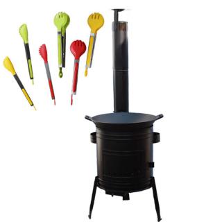 Liatinový wok 36 cm + kotlina 31 cm a obracačka WOK AZIA (Liatinový wok 36 cm + kotlina 31 cm a obracačka WOK AZIA)