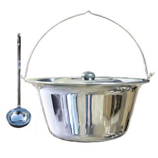 Perfect Home kotlík na guláš nerez 1,2 mm 20 l INOX, Perfect Home pokrievka nerez 46 cm INOX, naberačka nerez INOX