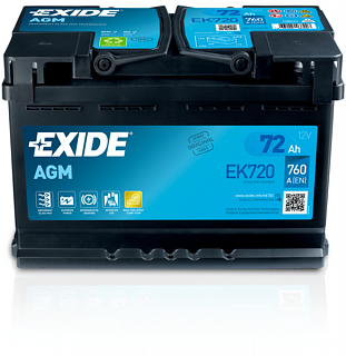 EXIDE Exide AGM 12V 72Ah 760A EK720