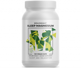 BrainMax Sleep Magnesium, 320 mg, 100 kapsúl (Horčík, GABA, L-theanin, Vitamín B6, šťava z višne)