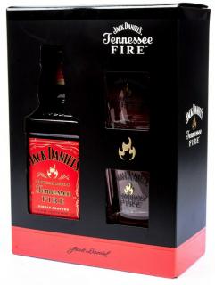 Jack Daniel's Fire + 2 poháre, GIFT, 35%, 0.7 L (darčekové balenie)
