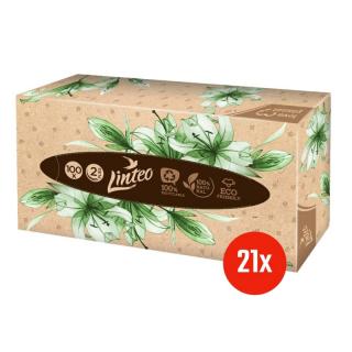 Papírové kapesníky LINTEO - 2vrstvé - bílé - 100 ks - 1 karton = 21 krabiček