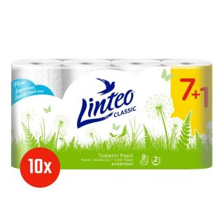 Toaletní papír LINTEO CLASSIC - 2vrstvý - bílý - 8 rolí - 1 karton = 10 bal