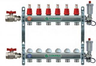 Comisa rozdeľovač s prietokomermi komplet nerez 6 okruhov