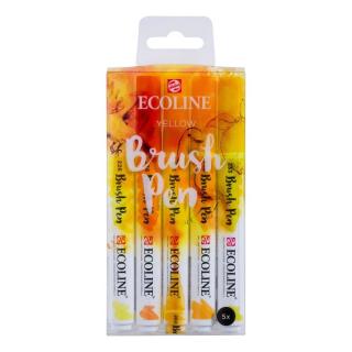 Akvarelové perá Ecoline Brush Pen Yellow | 5 dielna sada