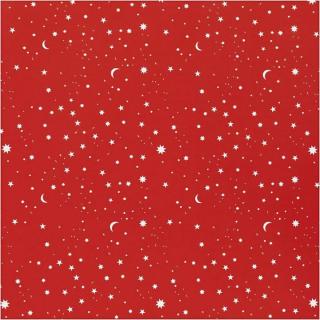 Baliaci papier | tmavočervený Stars and moons 50 cm x 5 m (baliaci papier vianočný)